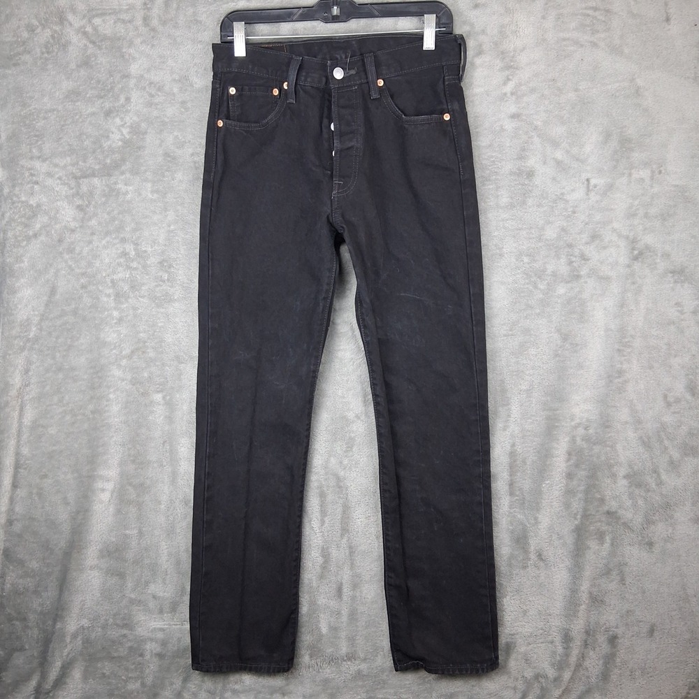 Levis 501 Jeans Mens 30x32 Original Fit Black Denim Button Fly Fits 30x30 00501